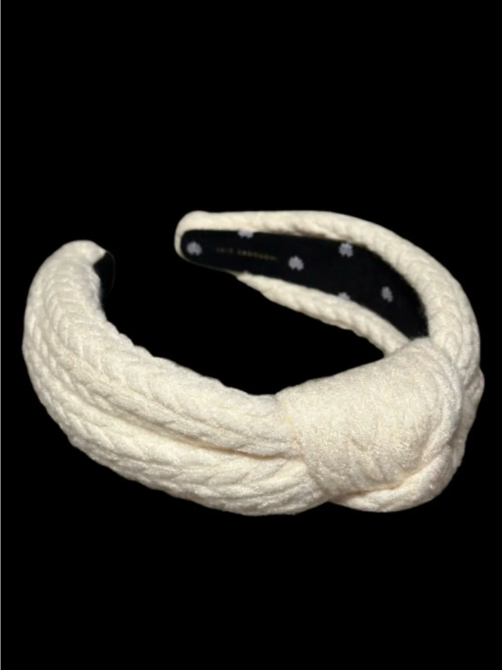 Lele Sadoughi Cream Cable Knit Knotted Padded Headband Winter Cozy Winter Ivory